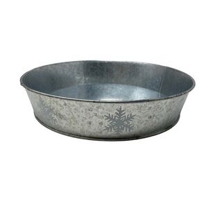 Galvanized Tin Round Metal Tray | 9.5”